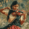 Indian Woman Violinist Diamond Painting