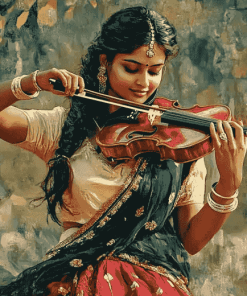 Indian Woman Violinist Diamond Painting