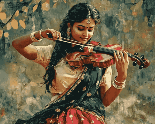 Indian Woman Violinist Diamond Painting