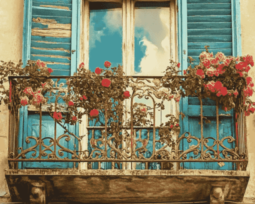 Italian Blossoms Balcony Diamond Painting