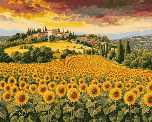 Italy Sunflower Landscapes Diamond Painting