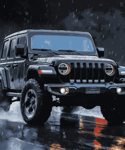 Jeep Wrangler Black SUV Diamond Painting