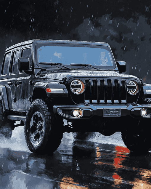 Jeep Wrangler Black SUV Diamond Painting