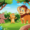 Jungle Animals Cartoon Diamond Painting