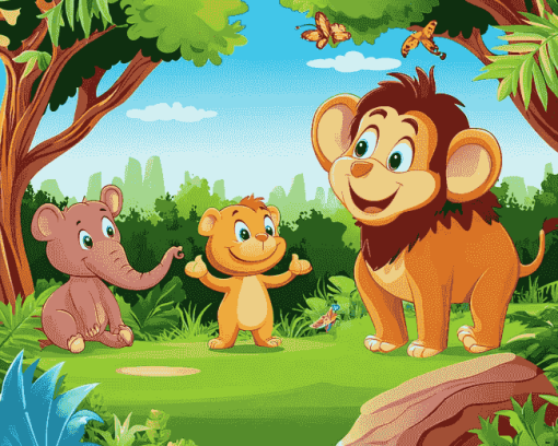 Jungle Animals Cartoon Diamond Painting