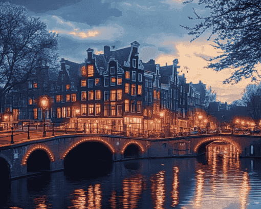 Keizersgracht Amsterdam Cityscape Diamond Painting