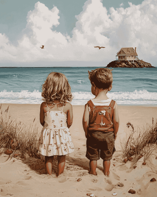 Kids on the Beach Diamond Painting