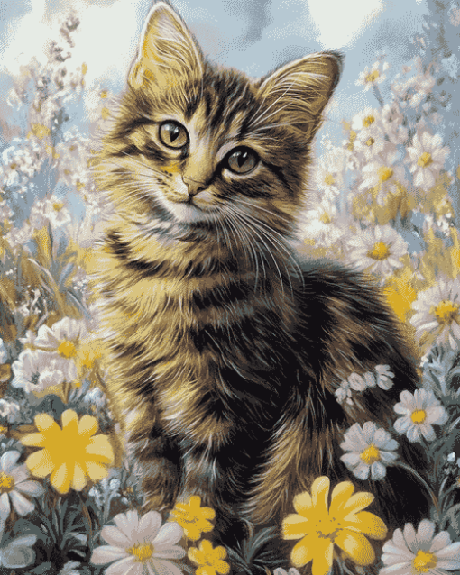 Kitten in Meadow Diamond Painting