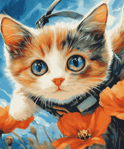 Kitty Poppies Diamond Painting