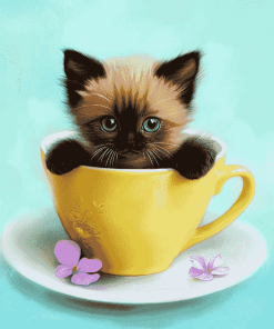 Kitty in a Cup Diamond Painting