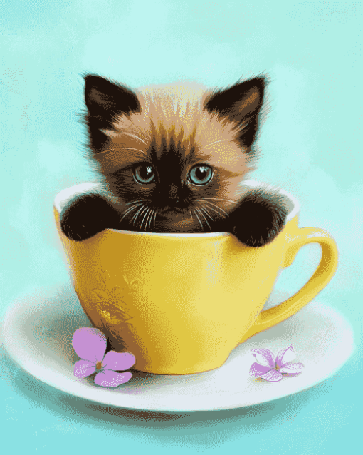 Kitty in a Cup Diamond Painting