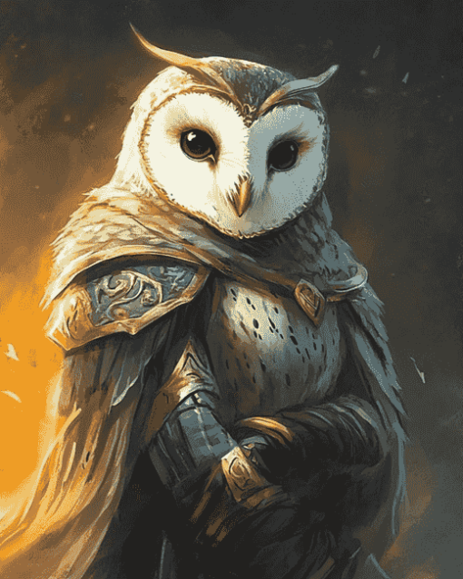 Knight Owl Warrior Diamond Painting