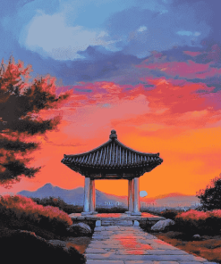 Korean Bell at Sunset Diamond Painting