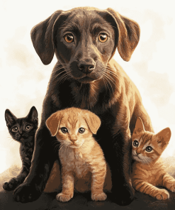 Lab and Cat Duo Diamond Painting