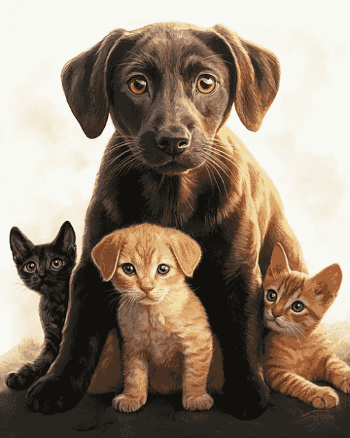 Lab and Cat Duo Diamond Painting