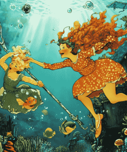 Ladies Underwater Animation Diamond Painting