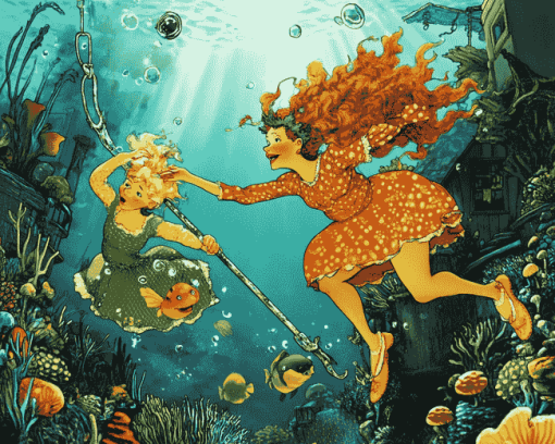 Ladies Underwater Animation Diamond Painting