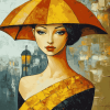 Ladies with Yellow Umbrella Diamond Painting