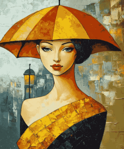 Ladies with Yellow Umbrella Diamond Painting