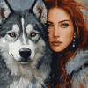 Lady with Husky Diamond Painting