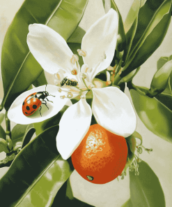 Ladybug on Orange Blossom Diamond Painting