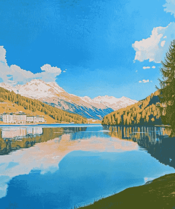 Lake Saint Moritz Landscape Diamond Painting