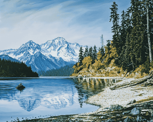 Lake Washington Mountain Scenery Diamond Painting