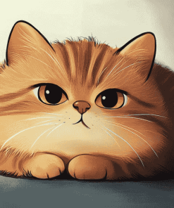 Large Fluffy Cartoon Cat Diamond Painting