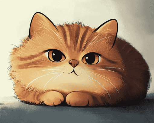 Large Fluffy Cartoon Cat Diamond Painting