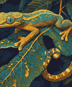 Leaf-Inspired Frog and Gecko Diamond Painting