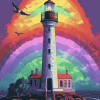 Lighthouse Rainbow Scene Diamond Painting