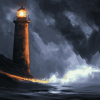 Lighthouse Storm Scene Diamond Painting