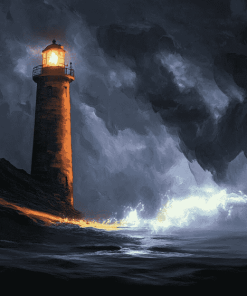 Lighthouse Storm Scene Diamond Painting