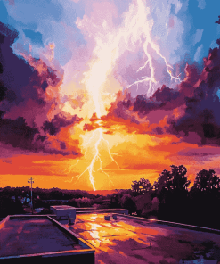 Lightning Sunset Diamond Painting