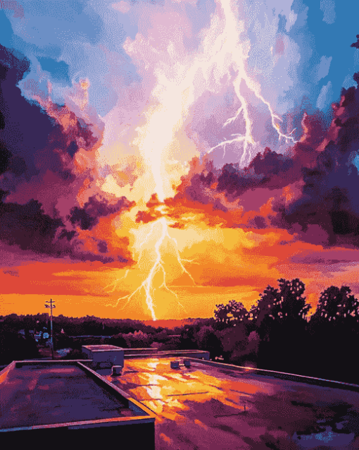 Lightning Sunset Diamond Painting