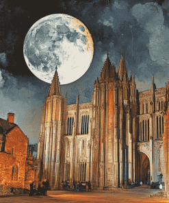 Lincoln Cathedral Night Scene Diamond Painting