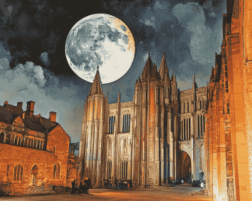 Lincoln Cathedral Night Scene Diamond Painting