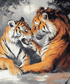 Lion vs Tiger Wildlife Diamond Painting