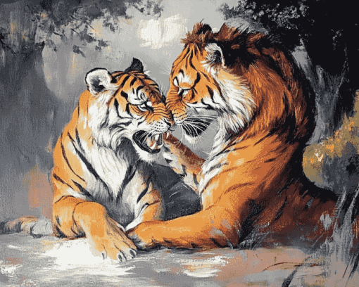 Lion vs Tiger Wildlife Diamond Painting