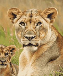 Lioness and Cubs Wildlife Diamond Painting