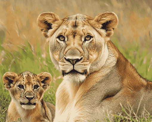 Lioness and Cubs Wildlife Diamond Painting