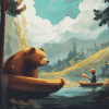 Little Boy and Bear Adventure Diamond Painting