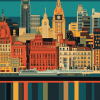 Liverpool Skyline Cities Diamond Painting