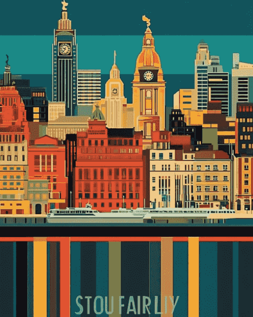 Liverpool Skyline Cities Diamond Painting