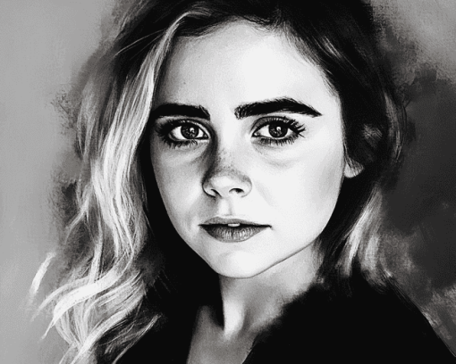 Mae Whitman Black and White Diamond Painting