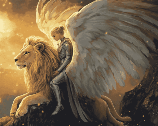 Majestic Angel Lion Diamond Painting