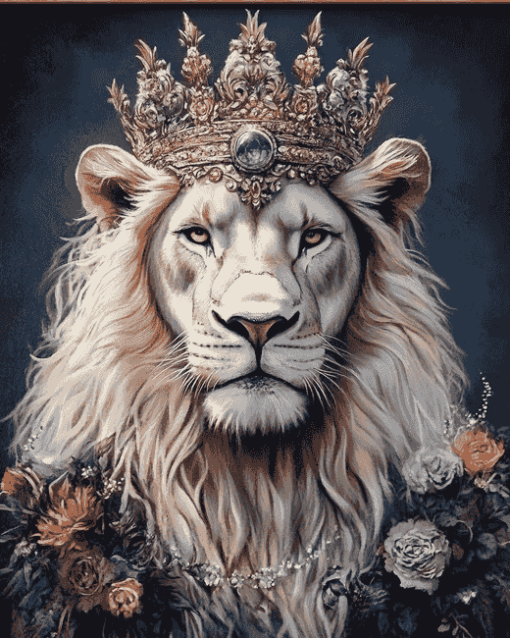 Majestic White Lion Fantasy Diamond Painting