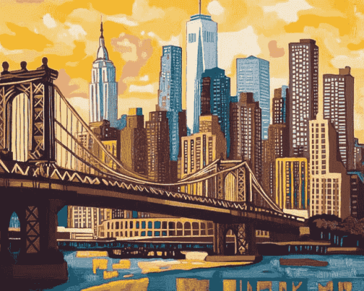 Manhattan Bridge Cityscape Diamond Painting