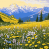 Meadow and Mountains Diamond Painting