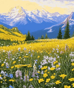 Meadow and Mountains Diamond Painting